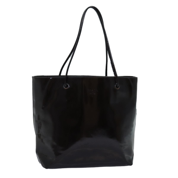 PRADA Hand Bag Enamel Brown Auth bs14173